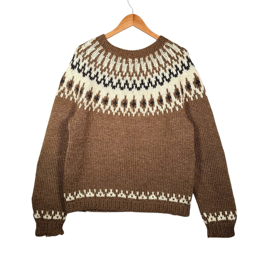 VINTAGE Chunky Wool Knit Fair Isle Sweater - Picture 2 of 5